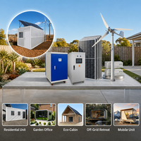 Kit d'énergie hybride combiné éolien 20kW 8kW, système solaire 12kW et batterie lithium 50kWh pour maison mobile extérieure