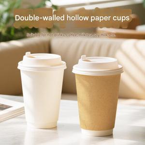 แก้วกาแฟและชานมแบบใช้แล้วทิ้งพร้อมโลโก้สั่งทำ ฝาปิดสำหรับเครื่องดื่มร้อนแบบหนา กระดาษคราฟท์ 16 ออนซ์ สำหรับงานปาร์ตี้ สไตล์โมเดิร์น - Product Image 5