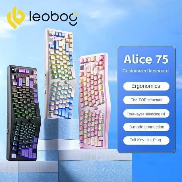 LEOBOG A75 (Alice Layout) Wireless Ergonomics Mechanical Keyboard Hot Swappable RGB Gaming Keyboard