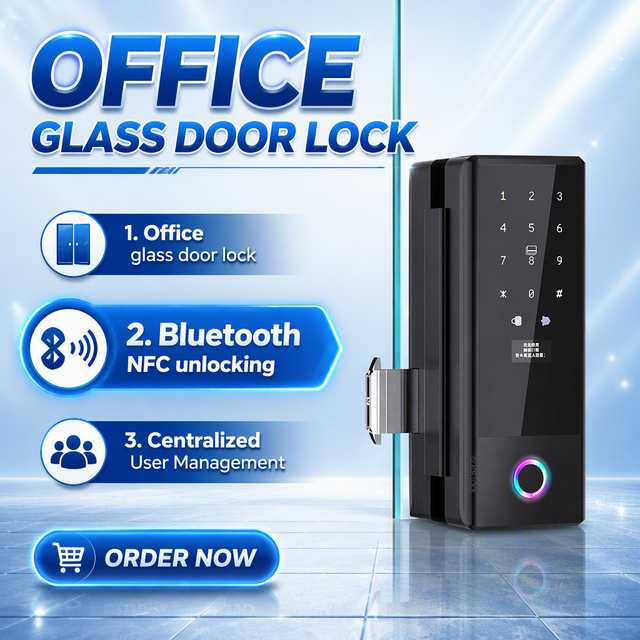 Sliding Door Glass Lock Wi-Fi Connected Smart Lock Anti-pry Alarm Glass Door Lock Frameless Doors Fingerprint