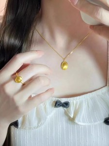 Set Perhiasan Kalung, Cincin, dan Anting Stud Bentuk Geometris Oval Terbaru 2025, Desain Mewah Berkualitas Tinggi, Menarik Perhatian - Product Image 2