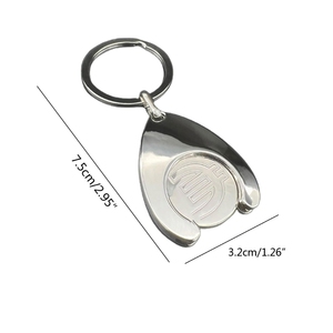 R2LE Supermarché Chariots Sacs Pratique Panier Pièce Porte-clés Euro/Blanc Motif Fiable Porte-clés 25mm Métal Matériel - Product Image 2