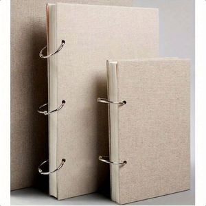 Retro <b>Mini</b> Linen Plain Cover Sketchbook 160GSM Thick Refillable Loose Leaf <b>Notebook</b> - Product Image 3