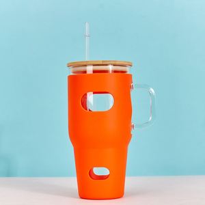 32oz Glass Travel <b>Mug</b> With Handle and Silicone Sleeve for Mountain Road Trips - Product Image 2
