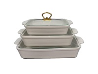 Ensemble de casseroles de cuisson à induction en céramique dorée rectangulaires modernes, vaisselle créative en fer, comprenant un support pour plat de cuisson, pot léger pour hôtel