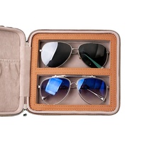 Portable 2 ou 3 fentes Litchi PU cuir lunettes de soleil mallette de rangement lunettes organisateur sac de voyage dur lunettes fermeture éclair boîte pour hommes