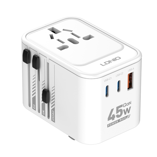 LDNIO Z8 All-in-One Universal Travel Adapter for Europe USA AC Fast Charging International Power Plug Adapter with USB C Ports