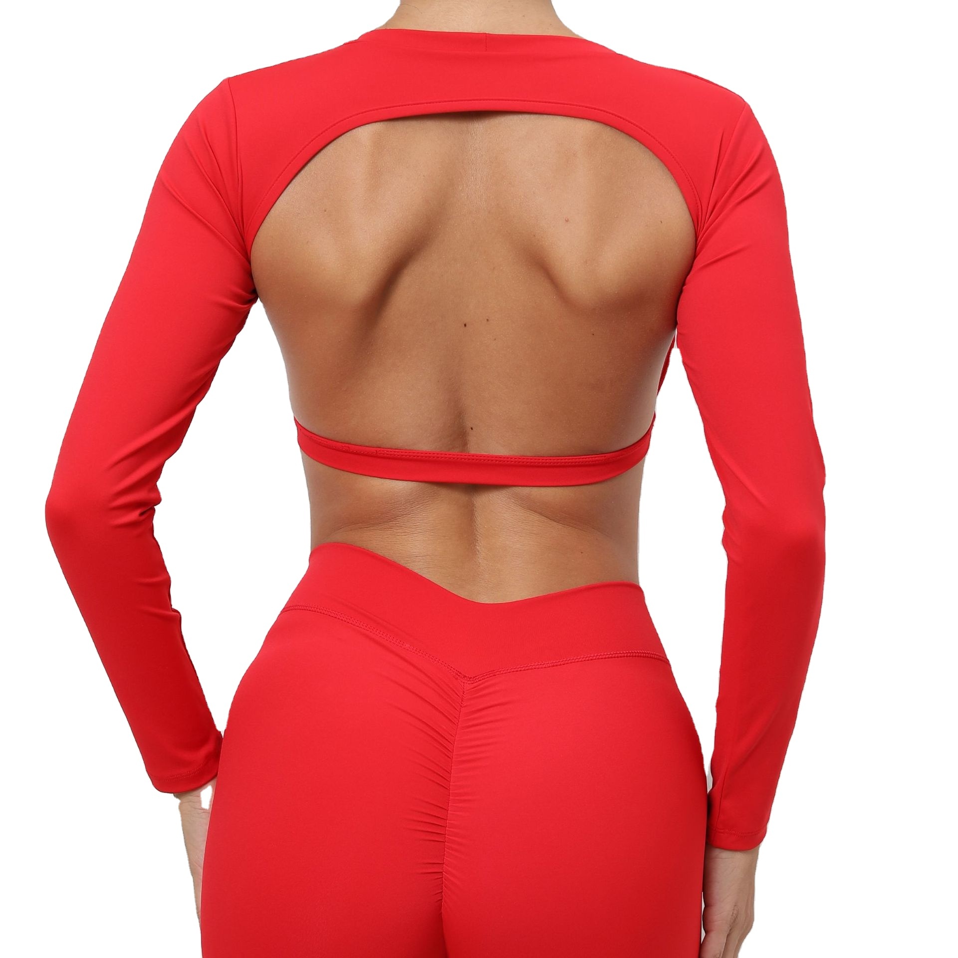 Women's Long Sleeve Gym Workout Shirt Breathable and Lightweight Yoga Sportswear with Hollow Back Design