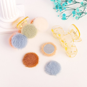 Botones de Pompón de Imitación de Conejo, Base Redonda y Plana, para Manualidades, Joyería y Accesorios para el Cabello, 10 Colores Aleatorios, Estilo Casual - Product Image 2