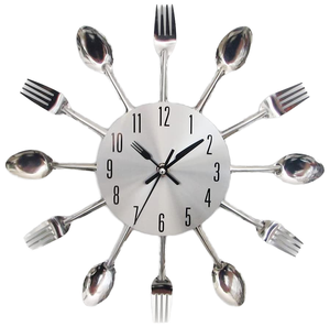 Yaratıcı Ev Dekorasyonu Mutfak Bıçağı Çatal İğne Görünümlü Analog Duvar Saati Metal Modern Kuvars Oturma Odası Duvar Saati - Product Image 1