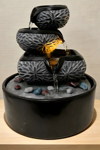 Fontaine d'eau de bureau à motif de lotus avec des roches de <span class=keywords><strong>rivière</strong></span> - Product Image 3