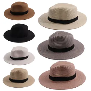 Outdoor Vrouwen Mannen Unisex Lente Zomer Ademende Zonnehoeden Stro Vlecht Floppy Fedora Strand Panama Cap