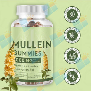 OEM/ODM/OBM estratto di foglie di verbasco supporto immunitario per la pulizia dei polmoni respiratori con quercetina Ashwagandha estratto di Mullein Gummies - Product Image 2
