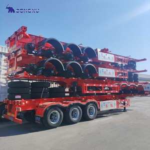 Pengiriman laut kontainer kerangka Trailer bingkai 40Ft 5 kaki Flatbed kerangka kerangka 4 Axle Semi Trailer dan roda - Product Image 2