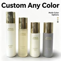 Kit cosmétique élégant en verre à rayures verticales, couvercle côtelé doré, flacon pour toner et lotion, pot à crème, couleurs et tailles personnalisées