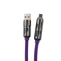 Kabel pengisian daya Cepat 240W 4 in 1, kabel Data USB Tipe C ke L dengan lampu pernapasan untuk ponsel