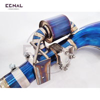 Échappement en titane ECNAL pour Porsche 992 GT3 avec commande de soupape OEM et embouts bleus brûlés