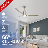 Ventilateur de plafond 1stshine 66 pouces avec télécommande, OEM/ODM, économe en énergie, innovant, durable, décoration intérieure, fonctionnement silencieux, avec lumière LED