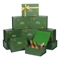 Boîtes cadeaux en papier magnétique de luxe pliables pour filles, vertes, rigides, biodégradables, pour Noël, pour les petites entreprises