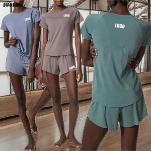 OEM Yoga Set Women 1 Piece Solid Full Sleeve Top Shorts Breathable Crew Neck Spandex/Nylon Convertible Straps Quick Dry Elastic - Product Image 2