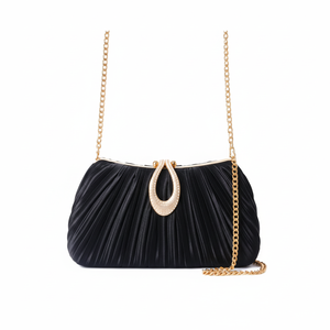 กระเป๋าสะพายทรงรีแข็งทำจากอะคริลิกสำหรับผู้หญิง ประดับด้วยกลิตเตอร์และลายคลื่นน้ำ เหมาะสำหรับงานแต่งงาน งานเลี้ยง และโอกาสพิเศษ - Product Image 1