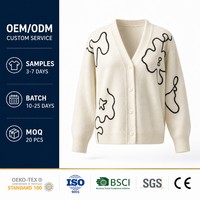 Cardigan en laine tricoté à la machine noir ivoire, col en V, dos nu, à lacets, pour femme et unisexe, pull en maille à manches longues, boutonné sur le devant, hiver