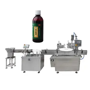 small bottle Cough syrup production line viscous flavour liquid filling capping machine