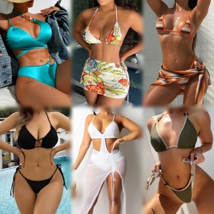 Traje de Baño Sexy de Dos Piezas para Mujer, Cintura Alta, Poliéster/Algodón, Ropa de Playa, Oferta, Envíos Aleatorios - Product Image 4