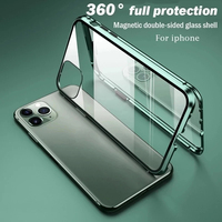360 ° Étui en métal offrant une protection complète pour iPhone 16 Pro Max 14 13 12 11 15 Pro Max X XS XR Plus, avec coque en verre double face
