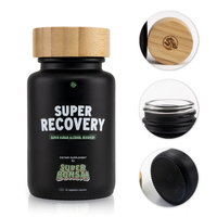 Bouteille ronde en verre 100cc 120cc 150cc avec couvercle en bambou Emballage gommeux de capsule de supplément de vitamine et de santé