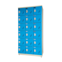 Casier de gym métallique personnalisé bleu SoungPieng (SP) à 6 portes avec fermeture automatique, 2 étagères, cadenas, montage au sol facile, sans support.