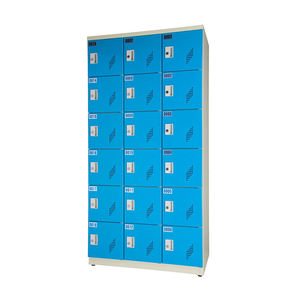 Casier de gym en métal bleu personnalisé avec 6 portes, fermeture automatique des portes, 2 étagères, cadenas, montage facile pour le rangement dans les centres de fitness - Product Image 4
