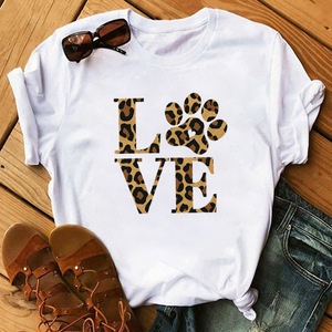 Neue Mode Sommer Hot Sale Leopard <span class=keywords><strong>Lipst</strong></span> Print T-Shirt Frauen Süße Grafik T-Shirts Mode O-Ausschnitt Daily Casual - Product Image 1