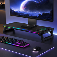 Soporte Multifuncional para Monitor de Escritorio con Puerto USB y Cargador Inalámbrico para Teléfono, RGB, para Computadora Portátil Pequeña