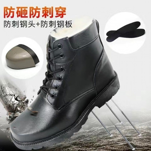 Bottes de neige d'hiver pour hommes, couleur noire unie, talon moyen, lacets avant, bottes de ski d'extérieur, coton chaud, isolées, imperméables - Product Image 1