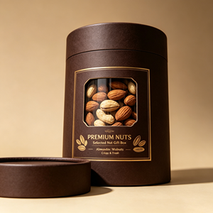 Boîte Cadeau Premium pour Noix, Emballage en Tube en Carton, Estampage à Chaud Doré, Carton Duplex Recyclable, Contenant Cadeau Artisanal - Product Image 3