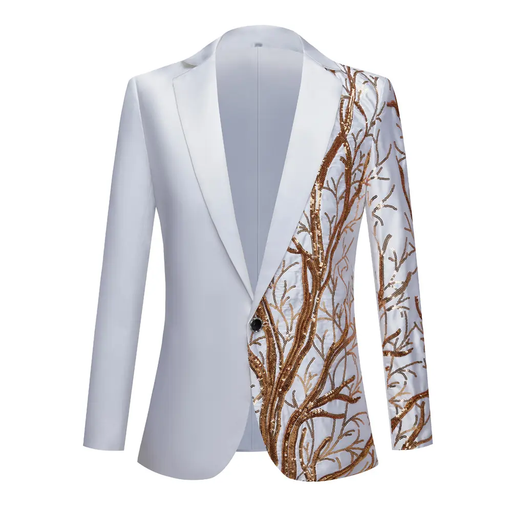 2024 Fashion Shawl Lapel Slim Fit Wedding Groom Suit Jackets Men Singer Host Stage Sequins Blazers Embroidery Shiny Party Blazer