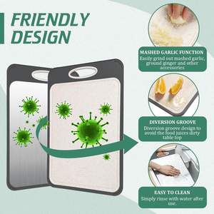 Planche à découper double face en acier inoxydable pour la cuisine, en acier inoxydable de qualité alimentaire et en paille de blé, facile à nettoyer - Product Image 3