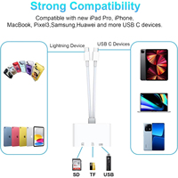 Lector de Tarjetas SD para iPhone y iPad, Adaptador OTG USB 3.0 4 en 1 con Ranuras para Tarjetas SD/TF, Visor de Tarjetas de Memoria USB-C