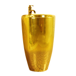 Golden <b>Round</b> Column Sink Single Hole Polished Bathroom Sink - Product Image 5