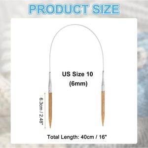 Aiguilles à tricoter circulaires en bambou 6 mm 16 pouces, rondes, en bois, lisses, élégantes pour projets faits main DIY - Product Image 2