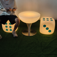 Boîte à lumière LED Tabouret de jardin Extérieur Hôtel Salle à manger Bar Chaise Géant Acrylique Illuminé Dés Cube Sièges pour Chaises et Tables Led