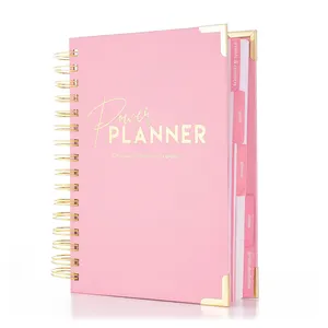 Custom Logo A5 Pink Hard Cover Spiral Weekly Manifestation Goal Journal Planner