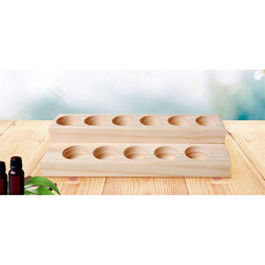 Estante de madera de pino duro Natural de 2 niveles, 11 ranuras, organizador de almacenamiento de exhibición de aceite esencial de madera, soporte, estante de presentación de regalo - Product Image 5