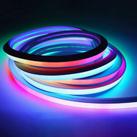 Bande néon RGB ultra-fine de 7 mm de diamètre, 12 V, 5 m, flexible pour incrustation de meubles, garde-corps d'escalier, joint de vitrine en verre