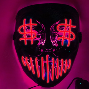 Halloween LED Light Up <strong>Mask</strong>, 3 Modes Neon Glow EL Wire <strong>Mask</strong>,Scary Adjustable Costume <strong>Mask</strong> For Cosplay, Party, Rave And Festival - Product Image 2