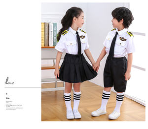 बच्चों की एयरलाइन पायलट कॉस्ट्यूम की पोशाक के लिए तैयार की गई लड़कियों की कप्तान यूनिफॉर्म फ्लाइट क्रू की भूमिका - Product Image 5