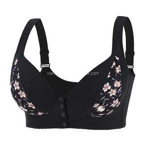 Women's High Fashion Floral Printed Summer Bras Push-up Front Buckle Bra Adjustable Straps Button Thin Breathable Lingerie - Product Image 1