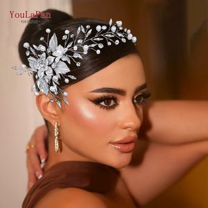 ที่คาด<span class=keywords><strong>ผม</strong></span>ไข่มุกหรูหรา YouLaPan สำหรับ<span class=keywords><strong>เจ้าสาว</strong></span>งานแต่งงาน เครื่องประดับผมโลหะผสมรูปดอกไม้ประดับเพชรเทียม เครื่องประดับผมสำหรับงานเลี้ยง HP937 - Product Image 2