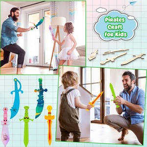 Kayu grafiti bajak laut kayu kreatif pisau liontin DIY anak-anak ditarik tangan mewarnai alat peraga mainan anak-anak Diy seni dan kerajinan Set - Product Image 4